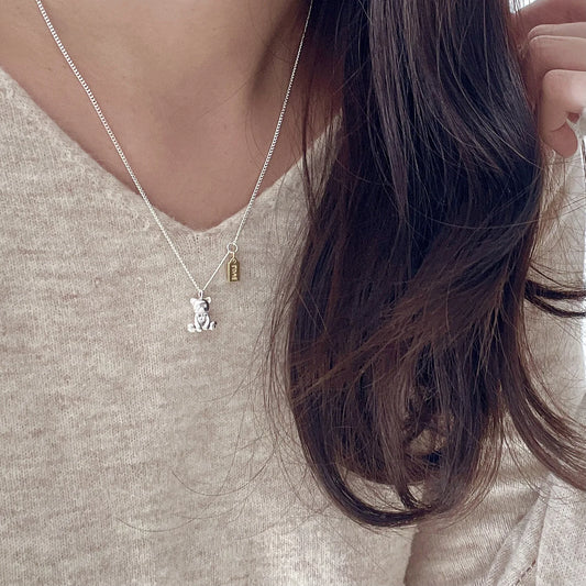 6PCS S925 sterling silver Bear Pendant Necklace for Girls Women Korean Fashion Kawaii Bear Long Sweater Chain Necklace