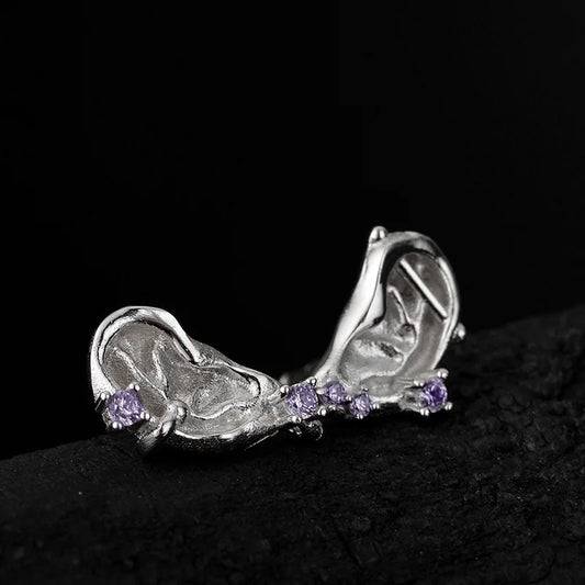 simple design S925 pure silver diamond studded ear studs for women, small and abstract fashionable earrings