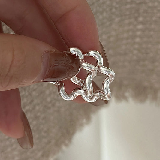 100% 925 Sterling Silver Vintage matte floral earrings with Korean style fashion and minimalist design wholesale