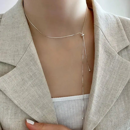 SHANICE  S925 Sterling Silver Ball Geometric Snake Bone Chain Necklace for Women Exquisite Charming Geometric Necklace Wholesale