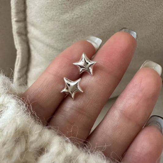 100% 925 Sterling Silver Star earrings Korean style fashion retro style simple ear accessories wholesale