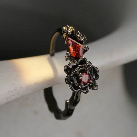 1 PCS 100% 925 Sterling Silver Black Rose Earrings for Women Small all-matched Fashionable CZ crystal stud Earrings ear cuff