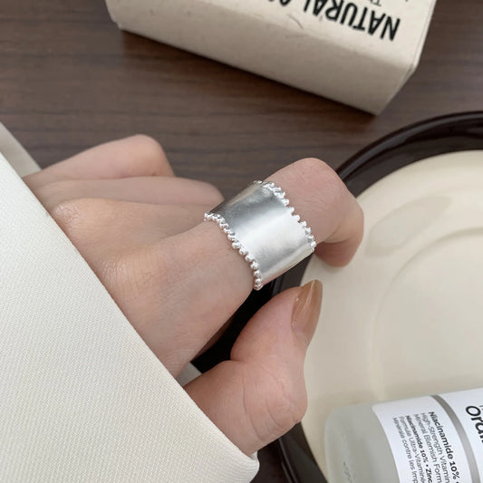 SHANICE S925 Sterling Silver  Trendy Modern Design Smooth Irregular Wide Open Ring For Unisex Anti Allergic Jewelry Party