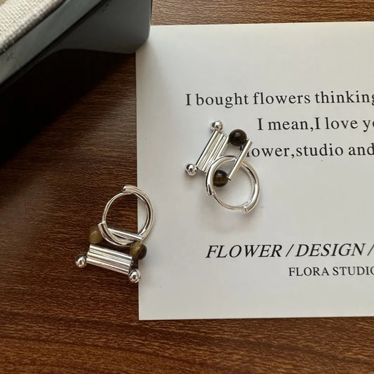 100% 925 Sterling Silver Small niche design, original design earrings Korean fashion simple and personalized ear accessories