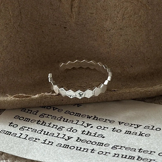  S925 Sterling Silver Glint Ring Female Temperament ELegant Fashion Open Adjustable Jewelry Gifts