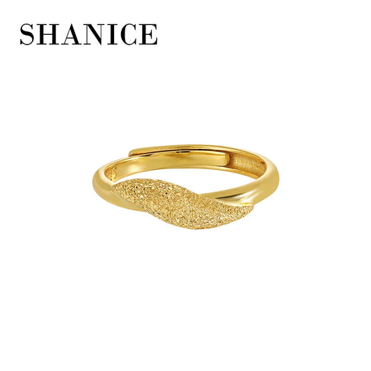 SHANICE S925 sterling silver  Matte Irregular for Women Men Open Uneven Texture Wide Trendy Finger Accessories Fashion Jewelry