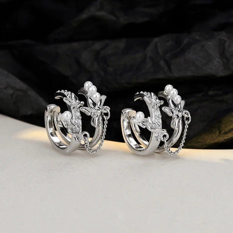 1 pcs S925 sterling silver Butterfly CZ Charm Clip Earrings For Women Wedding Party Jewelry Ear Cuff