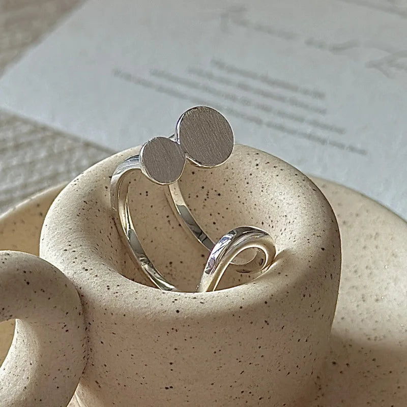  S925 Sterling Silver Vintage brushed simple ring, Korean style double-layer fashionable ring wholesale