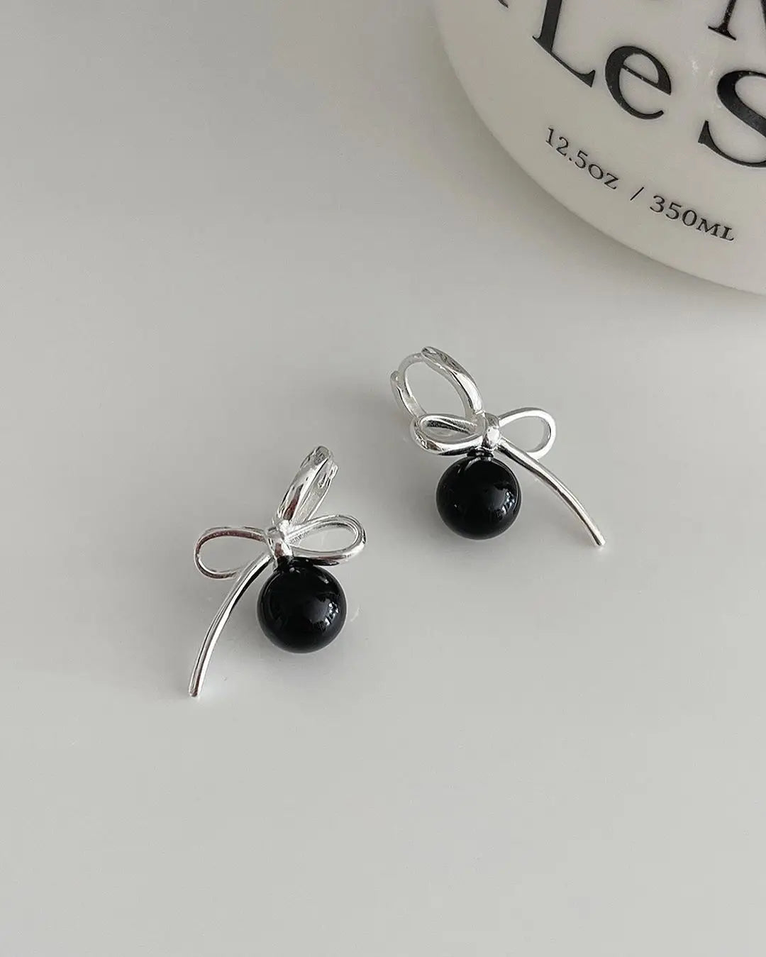 100% 925 Sterling Silver Pearl Stud Earrings for Women Korean Black Agate Butterfly Knot Bowknot Rose Statement Wedding Jewelry