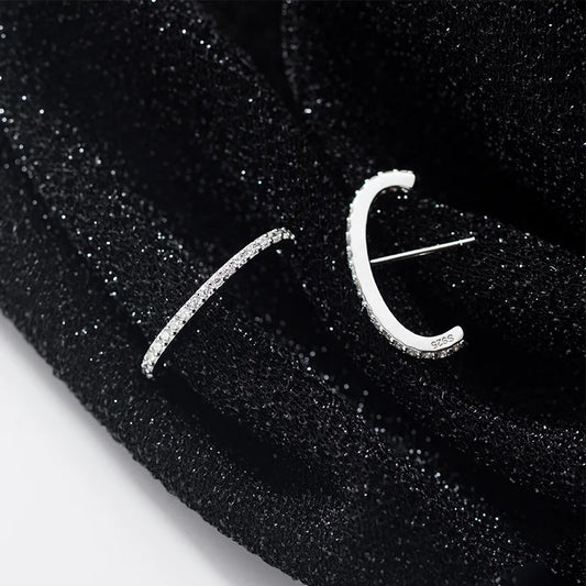 925 Sterling Silver 100% Authentic S925 Sterling silver CZ ear bone ear wire Climber Cuff Piercing Earrings arch bar earrings Pa