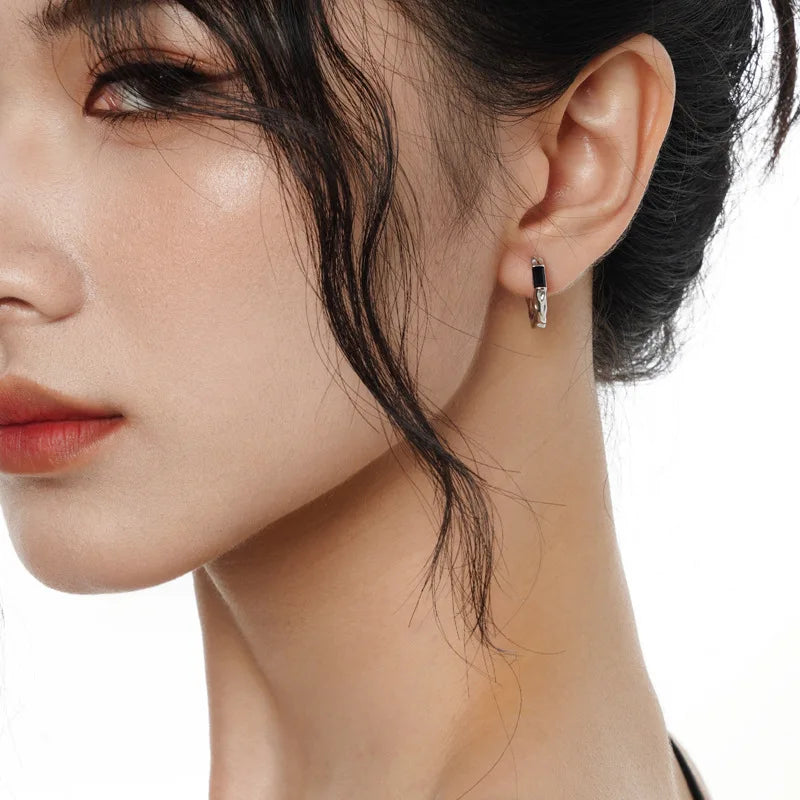 1 PCS Full body S925 sterling silver skin texture ear clasps with diamond inlay for women Doukuai live streaming ear accessories