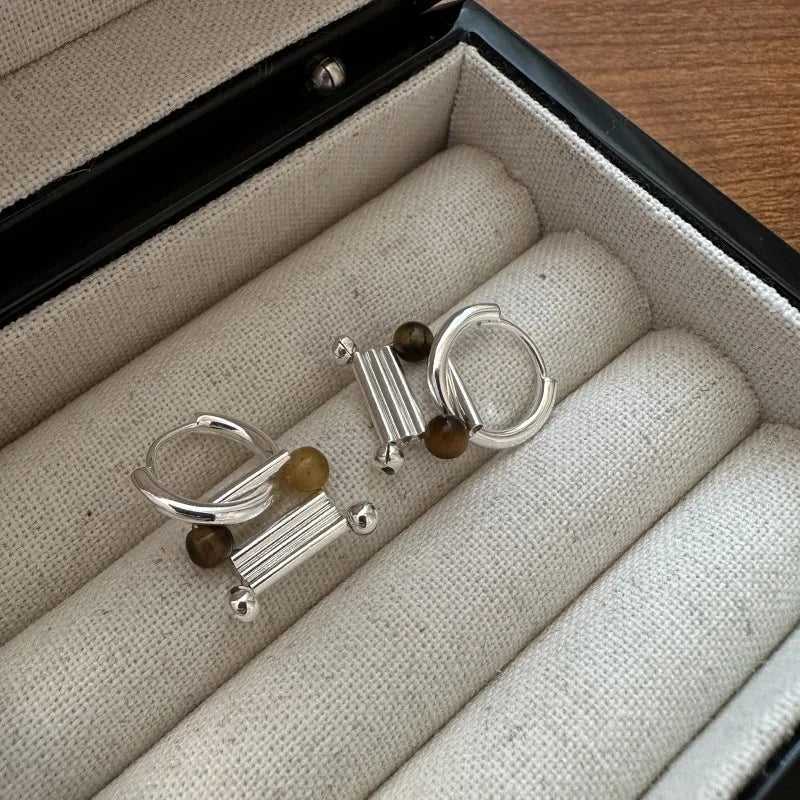 100% 925 Sterling Silver Small niche design, original design earrings Korean fashion simple and personalized ear accessories